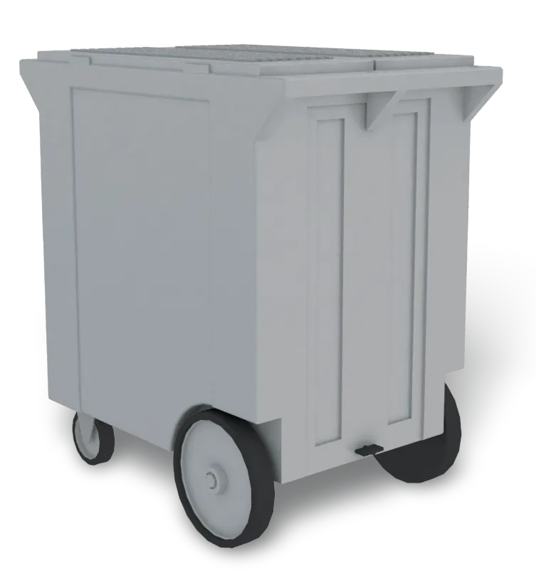 Kloppenberg PCC-250 Ice Shuttle Cart, 250 lb Gray Plastic Bin with Hinged Cover, NSF, Made in USA