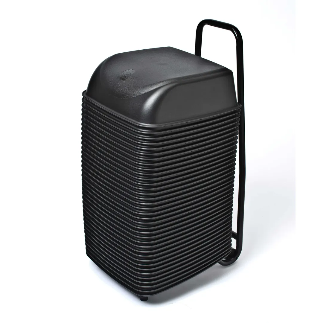 Koala KB424-02 System 36 Cinema Seat, 16.5"W x 16"D x 5"H, Black, Seamless Plastic, 36 Nesting Seats with Rolling Cart