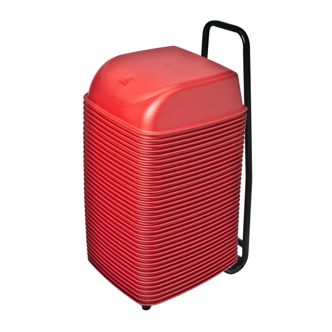 Koala KB424-03 System 36 Cinema Seat, Red, 16-1/2"W x 16"D x 5"H, Seamless Plastic, 36 Nesting Seats with Rolling Cart