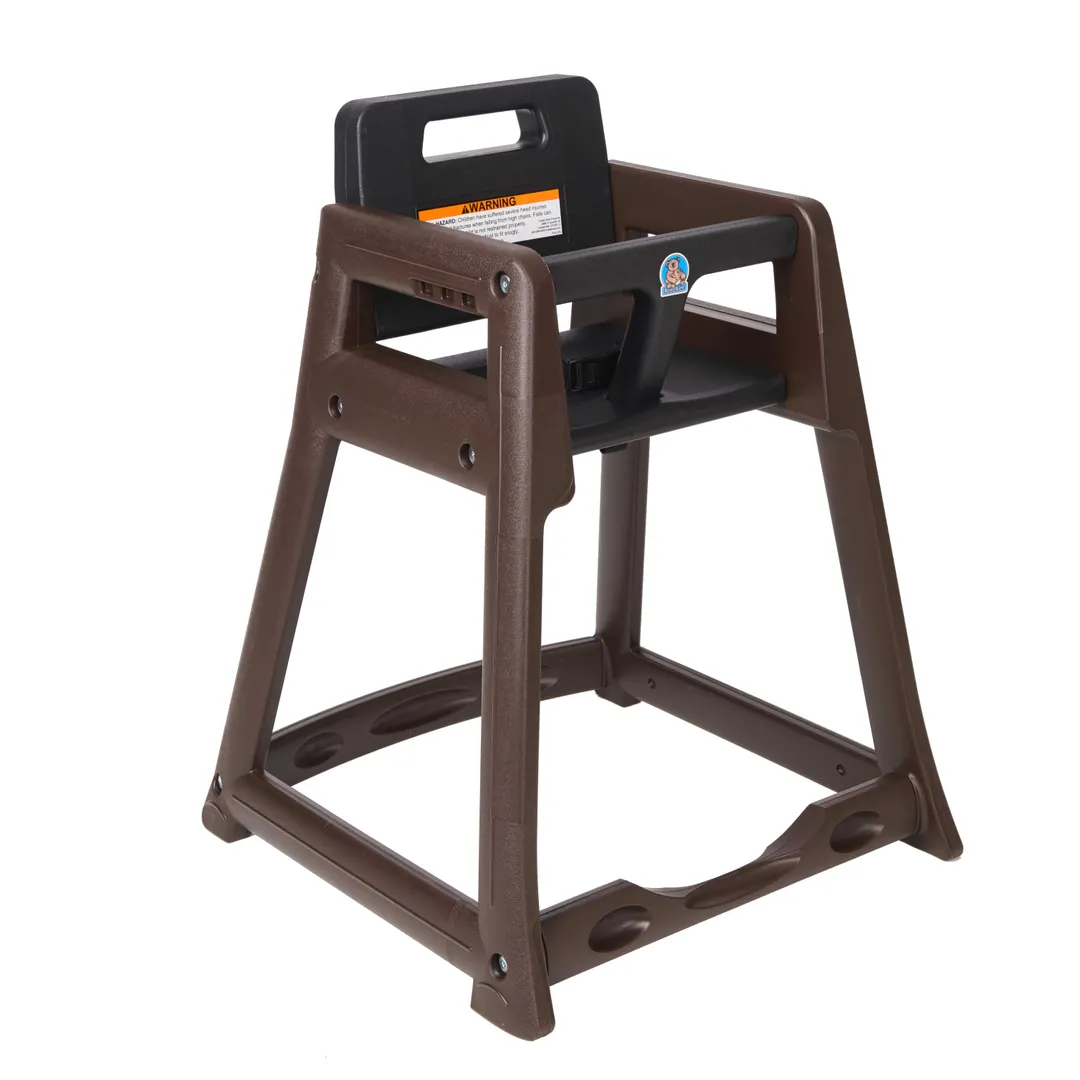 Koala KB950-09-KD Stackable Diner High Chair, 22-1/4"W x 23-1/2"D x 30-1/4"H, Brown Frame & Seat, High Density Polyethylene