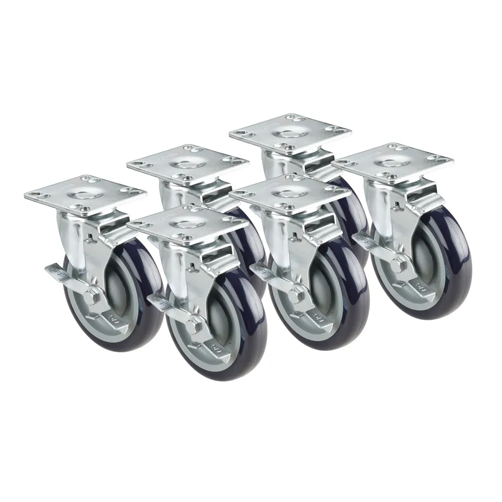 Krowne BC-139 Bar Refrigeration Casters, 5" Set of 6 with Brakes, Plate, Raises Unit 6"