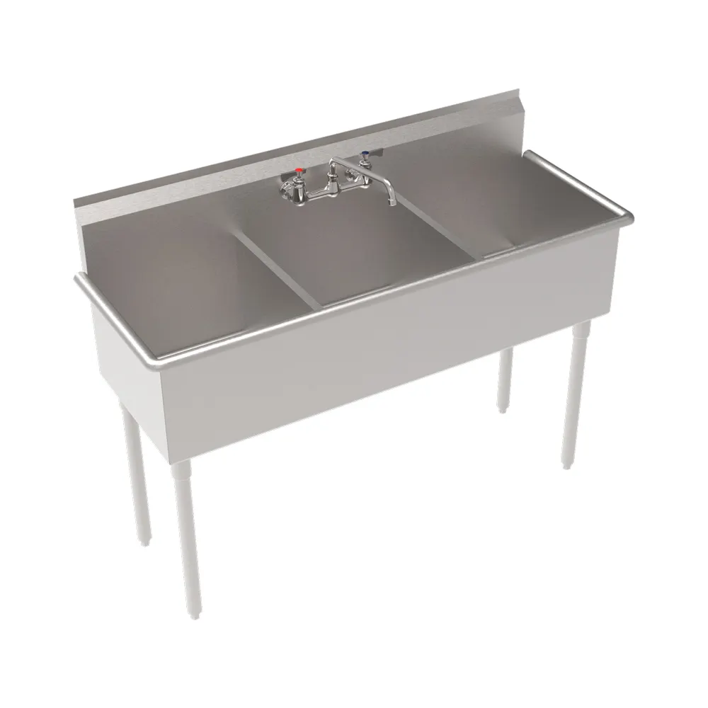 Krowne BS-1818-3 Three Compartment Sink, 57"W X 21-1/2"D X 43-3/4"H