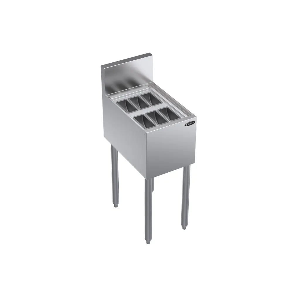 Krowne KR19-MG12 Garnish Station, 12" W x 18-1/2" D, 6 Cups, Pint Containers, Ice Bin, 1" Drain, NSF