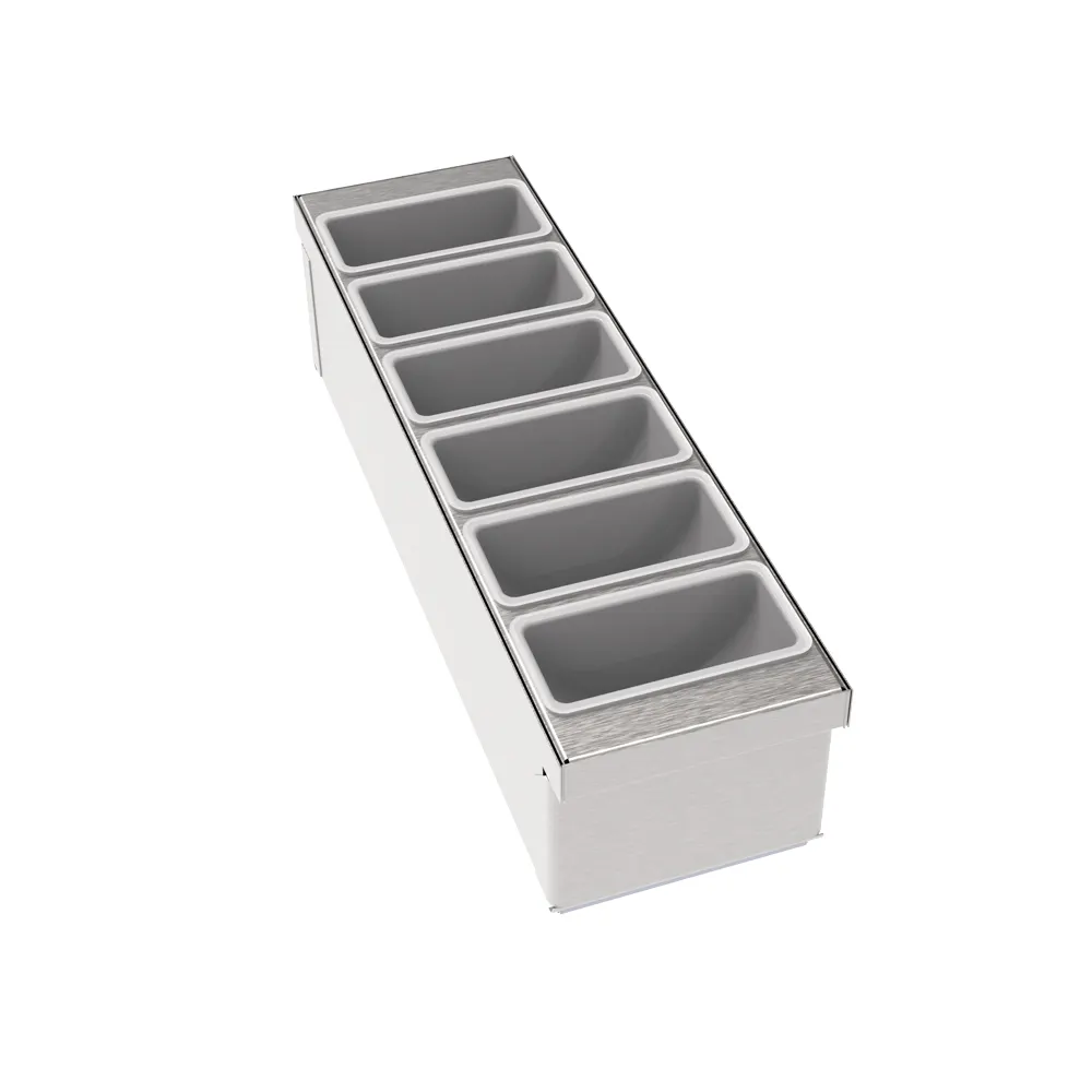 Krowne MW-CT6 Condiment Tray, 6"W x 21"D x 6"H, 6 Silver Plastic Cups, 6 Compartments, Plastic Base