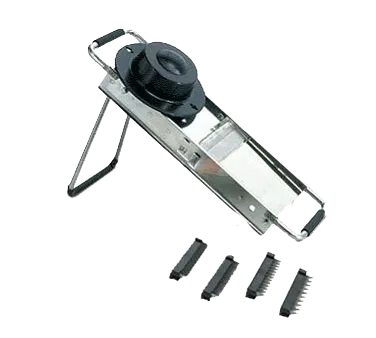 Louis Tellier 15000 Du Chef Mandoline Slicer – 18/10 Stainless Steel, Stainless Blades, Black Polycarbonate Guard, Frame