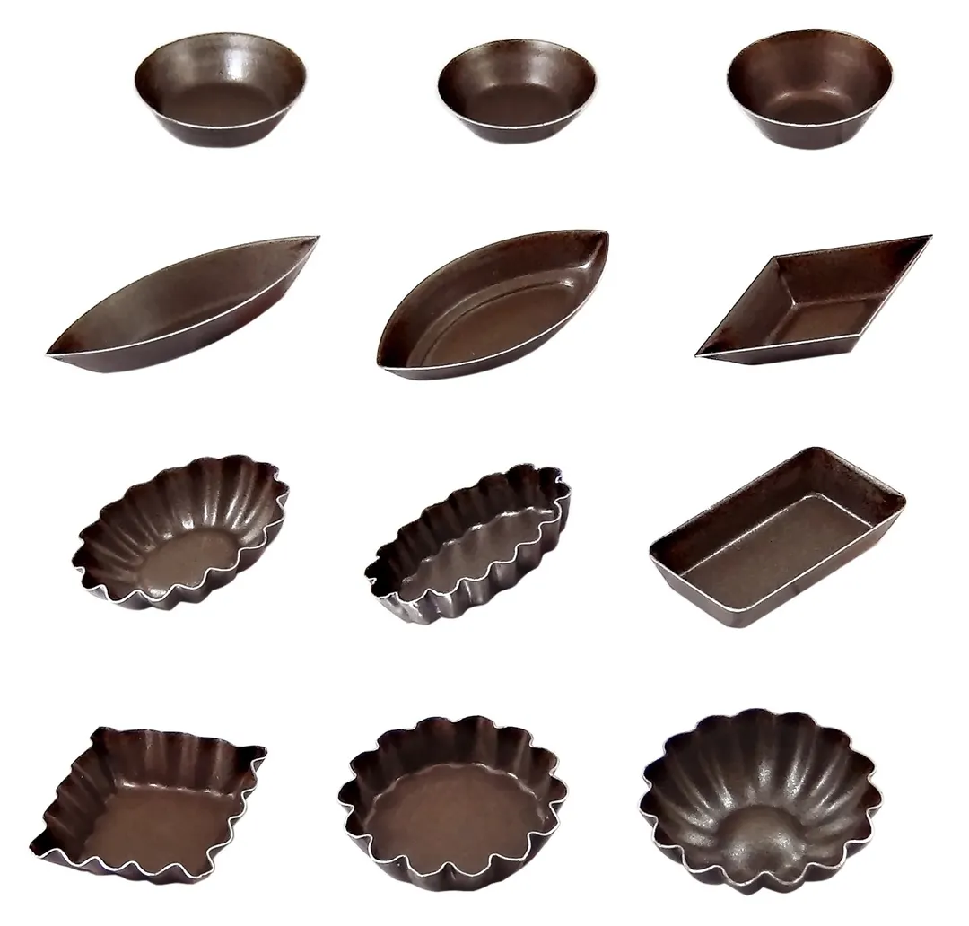 Louis Tellier 285201 Gobel Mould Set, 60 Non-Stick Moulds, Multiple Sizes & Shapes, Coated - Box