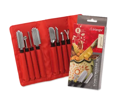 Louis Tellier 908310802 Carving Set, 8-Piece, Steel, Black Plastic Handle, 12mm Melon Baller - Set