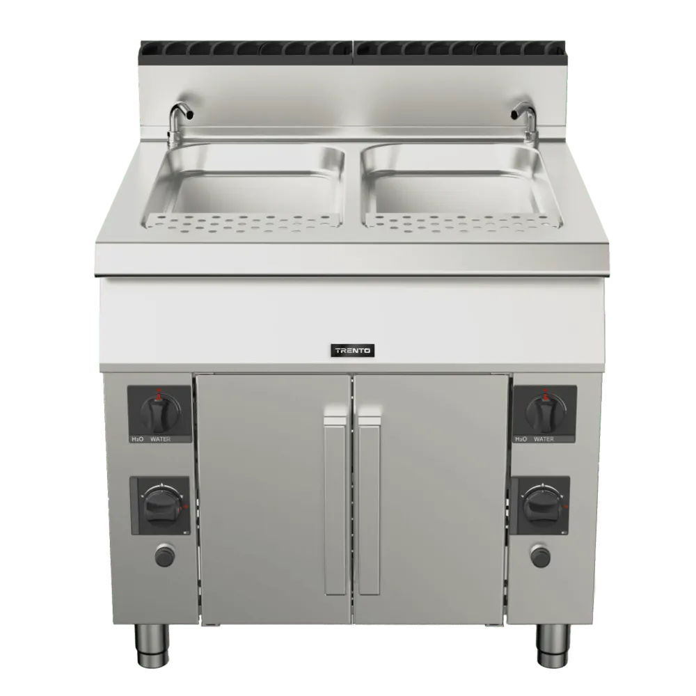 Omcan USA 49100 23.78 Gallon Gas Pasta Cooker, Double Tank, 156.000 BTU