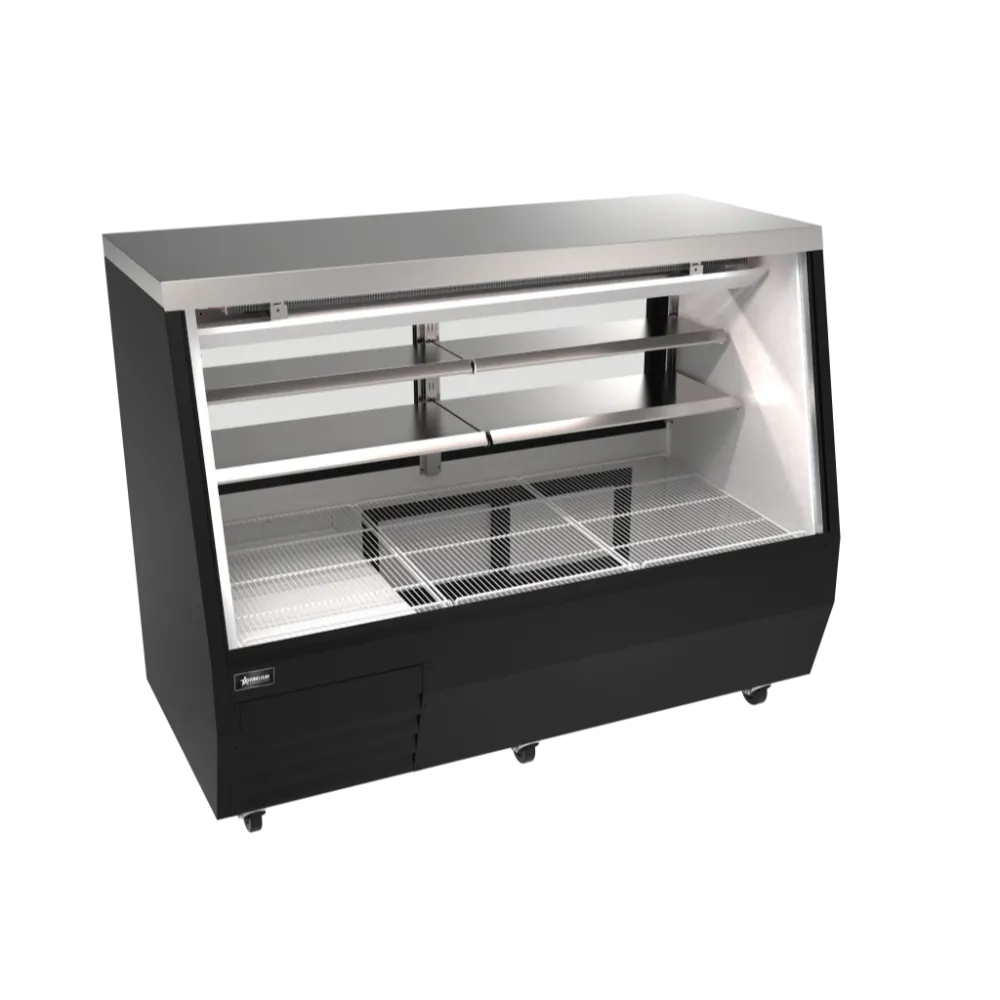 Omcan 50106 71" Deli Display Case, 30 cu ft Display/11 cu ft Storage, Black Exterior, LED Lighting