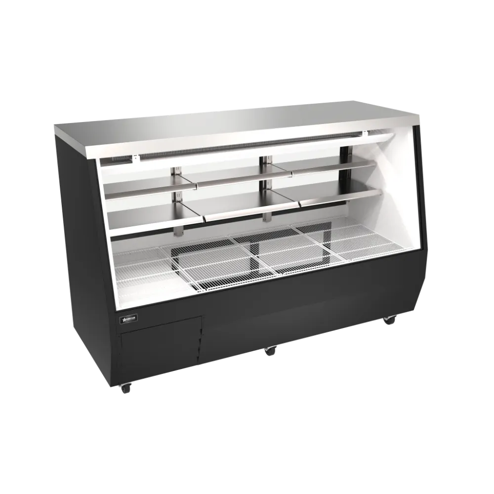 Omcan USA 50108 84" Deli Display Case, 35.9 cu ft / 14.5 cu ft, Black Aluminum, LED, Compressor