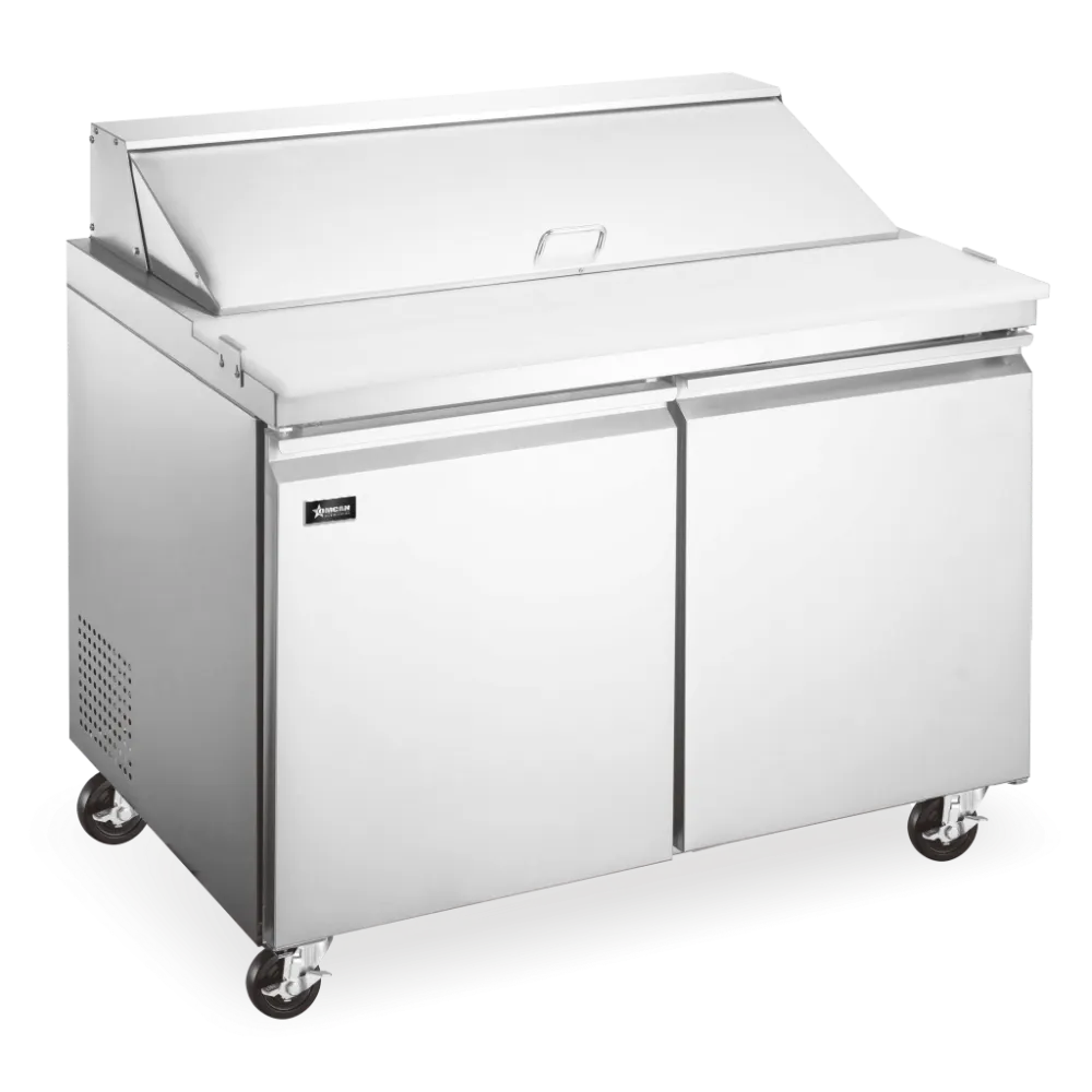 Omcan USA 50129 36" 2-Section Mega Top Sandwich and Salad Prep Table, 15 Pans, Stainless Steel