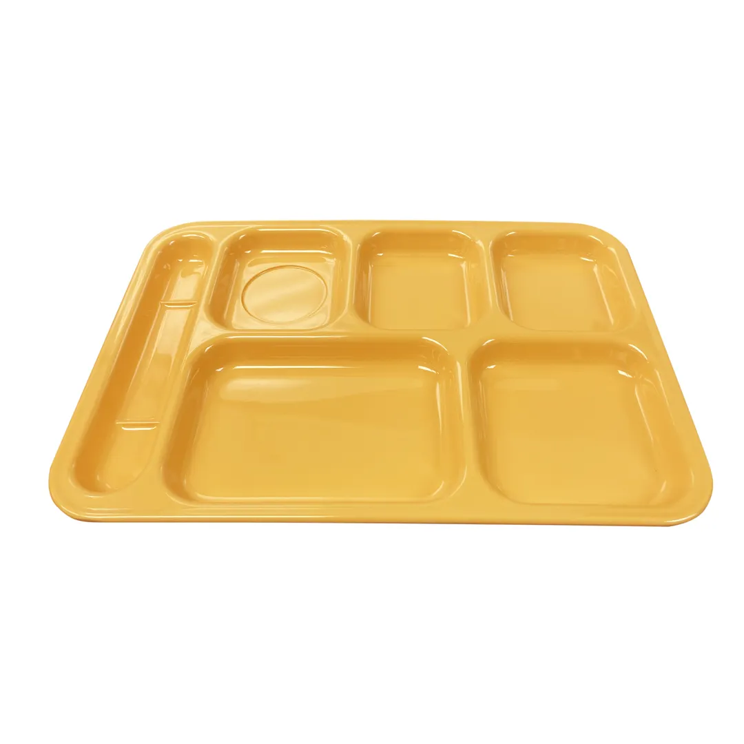 Thunder Group ML801YW Tray, 14.5"W X 10"D X 1-1/8"H, Left Hand (6) Compartment, Yellow - Dozen