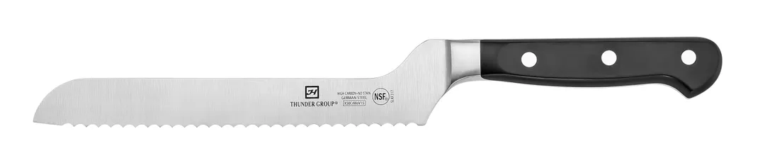 Thunder Group SLKF317 Bread Knife, Offset, 8" Blade, Forged German Steel