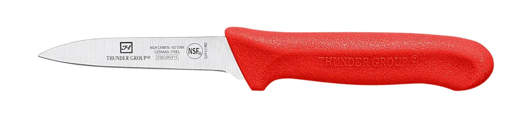Thunder Group SLKF421RD Paring Knife, 3-1/4" Blade, Red Polypropylene Handles, German Steel, 2 Each - Pack