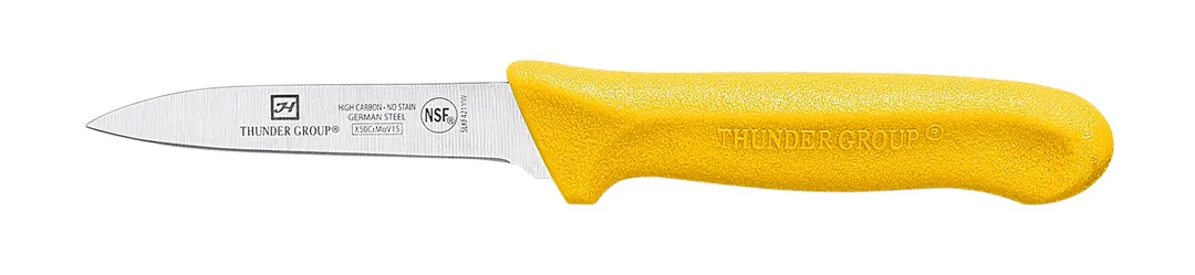 Thunder Group SLKF421YW Paring Knife, 3-1/4" Blade, Yellow Polypropylene Handles, German Steel, 2 Each - Pack