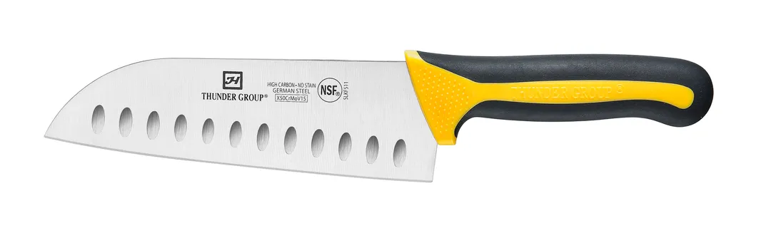 Thunder Group SLKF511 Santoku Knife, 7" Blade, Hollow Ground, Soft-Grip Handles