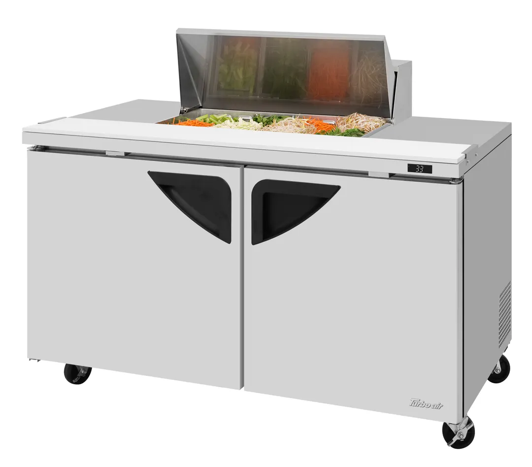 Turbo Air TST-60SD-08SM-N 60" 2-Door Sandwich and Salad Prep Table, 8 Pans, Stainless Steel