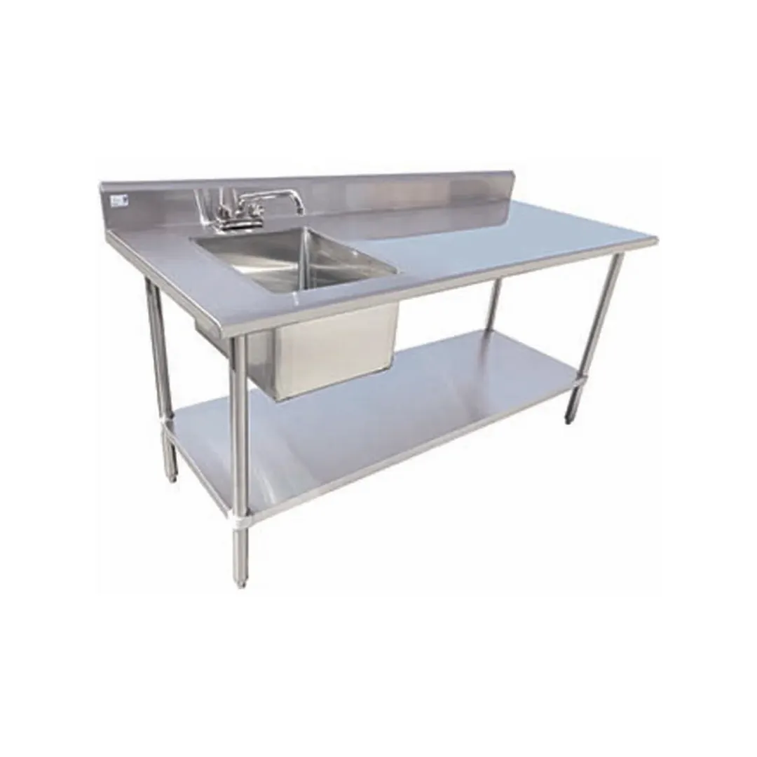 Serv-Ware TSF-3072-L 72" Work Table with Prep Sink(s) / Bowl on Left - 16 Gauge
