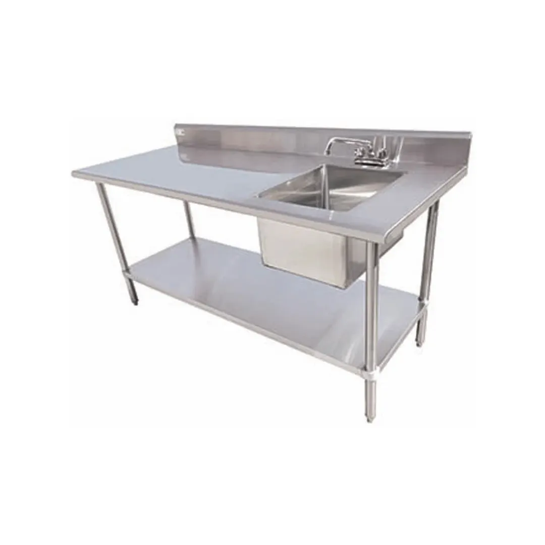Serv-Ware TSF-3060-R 60" Work Table with Prep Sink(s)  / Bowl on Right - 16 Gauge