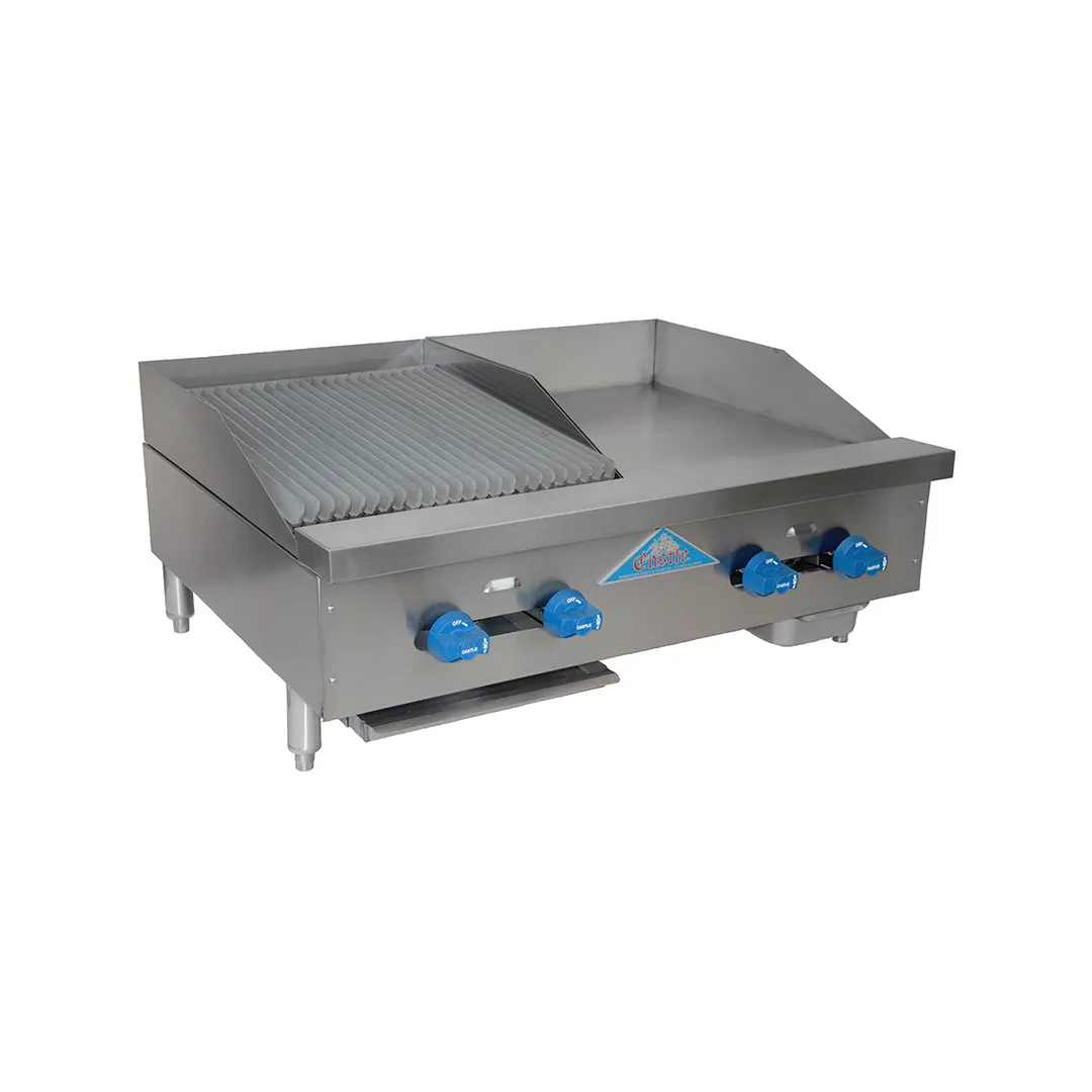 Comstock-Castle FHP72-4LB 72" Countertop Gas Lava Rock Charbroiler / Hotplate Combo, 196.000 BTU