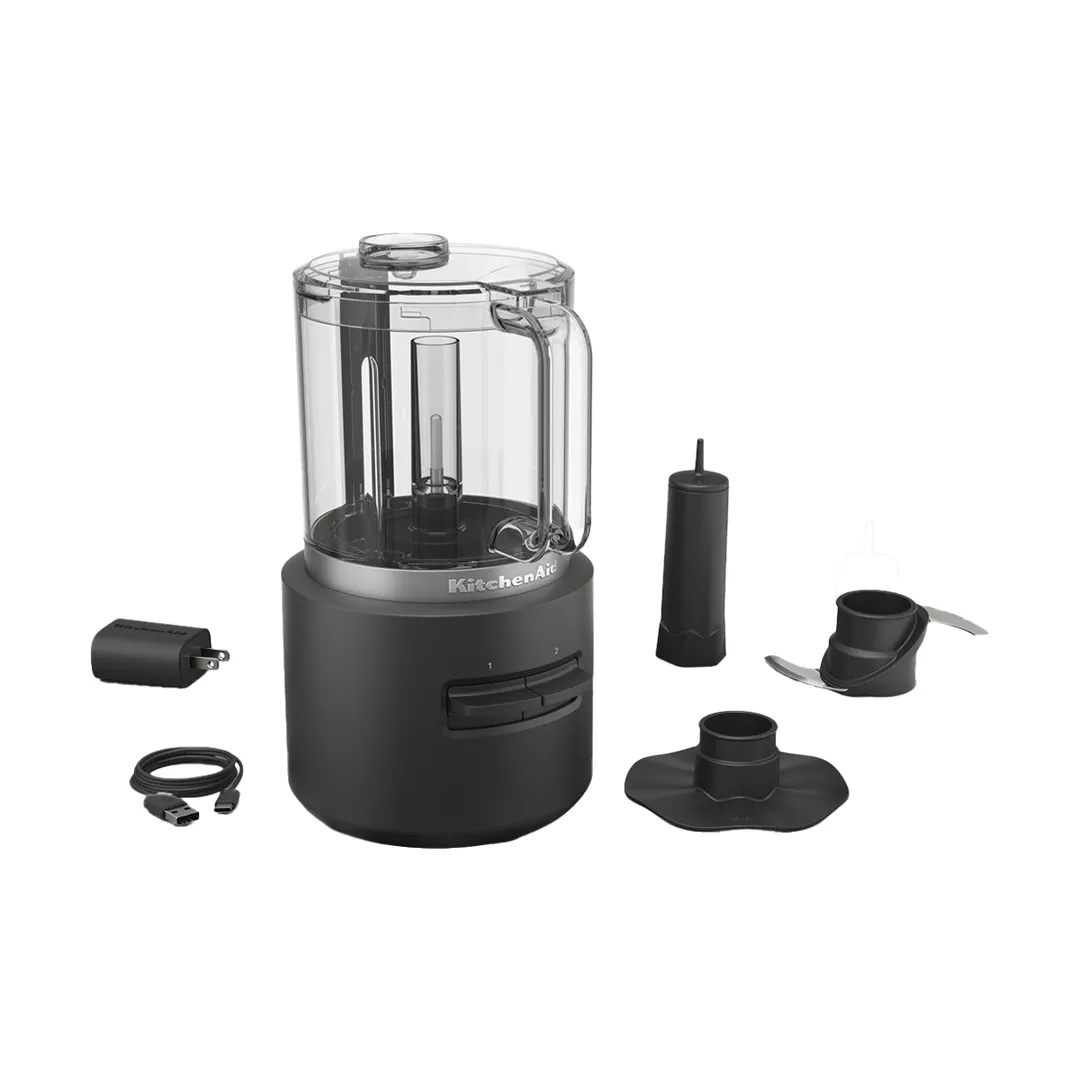 KitchenAid KFCR500BM 5‑Cup, 2‑Speed Cordless Food Chopper, Black Matte, (Battery Sold Separately)