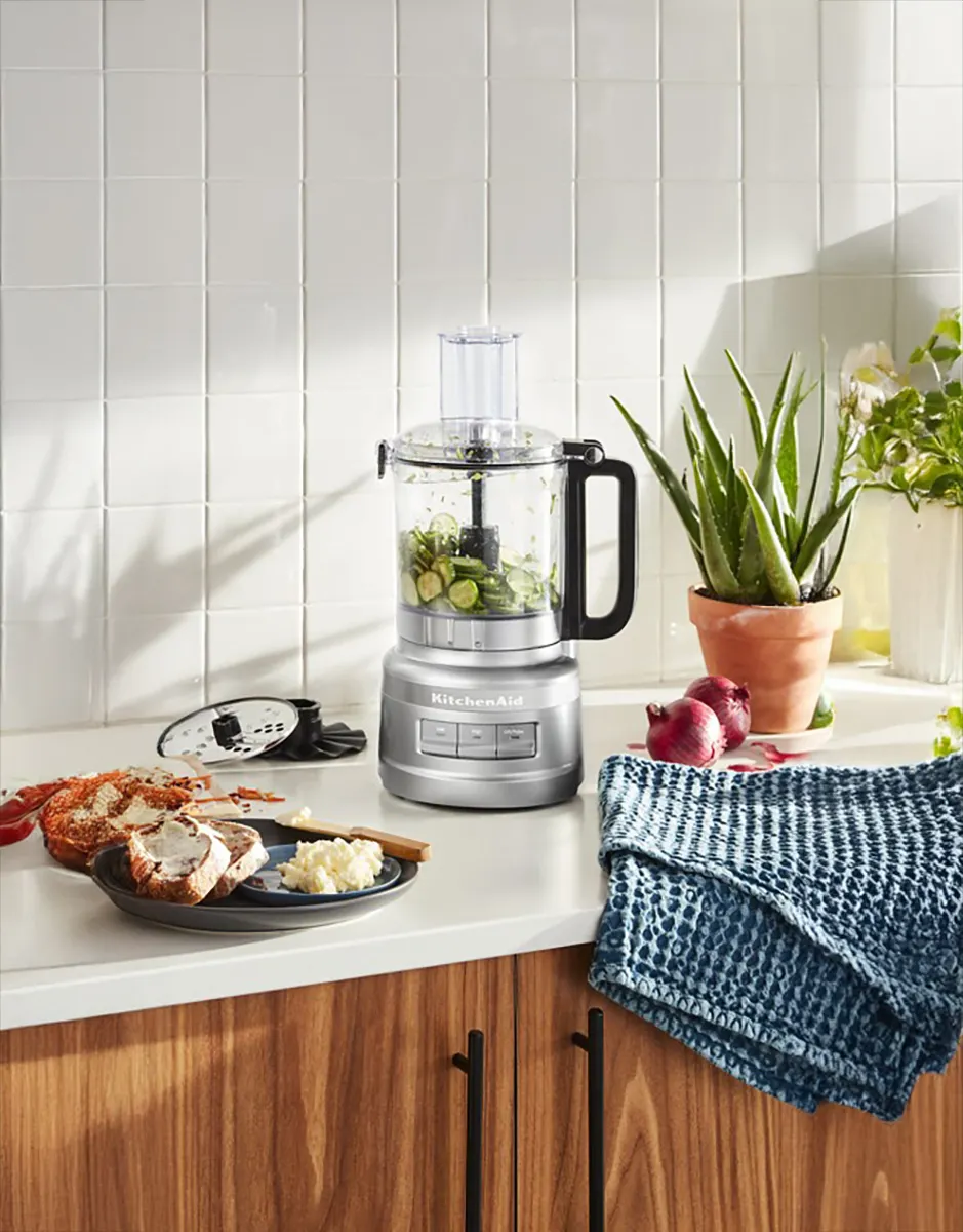KitchenAid KFP0921CU 9‑Cup, 3‑Speed Food Processor, Contour Silver