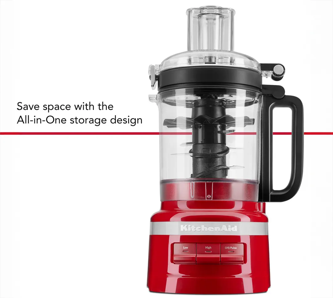 KitchenAid KFP0921ER 9‑Cup, 3‑Speed Food Processor, Empire Red