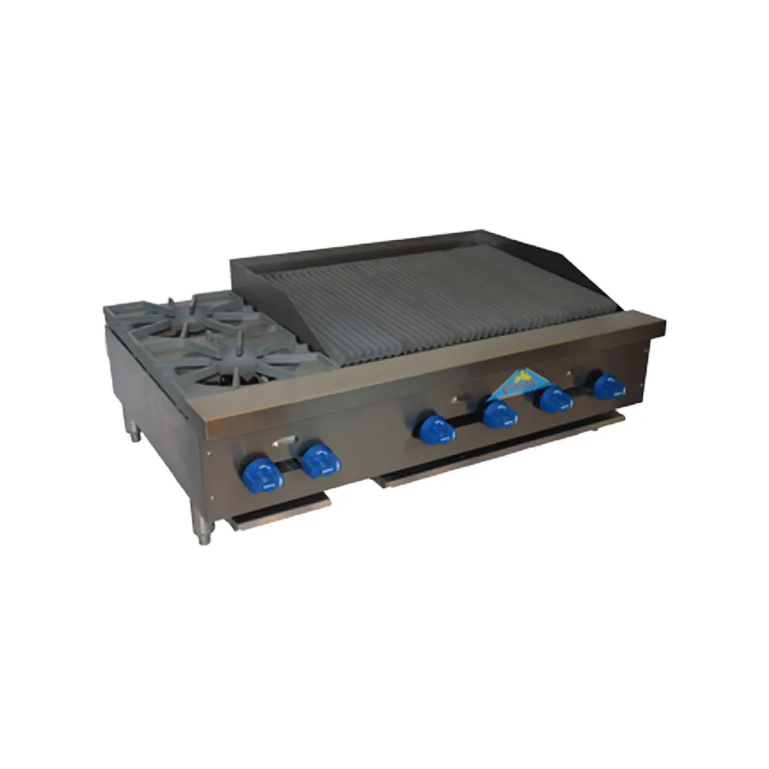 Comstock-Castle FHP42-2.5RB 42" Countertop Gas Radiant Charbroiler / Hotplate Combo, 98.000 BTU