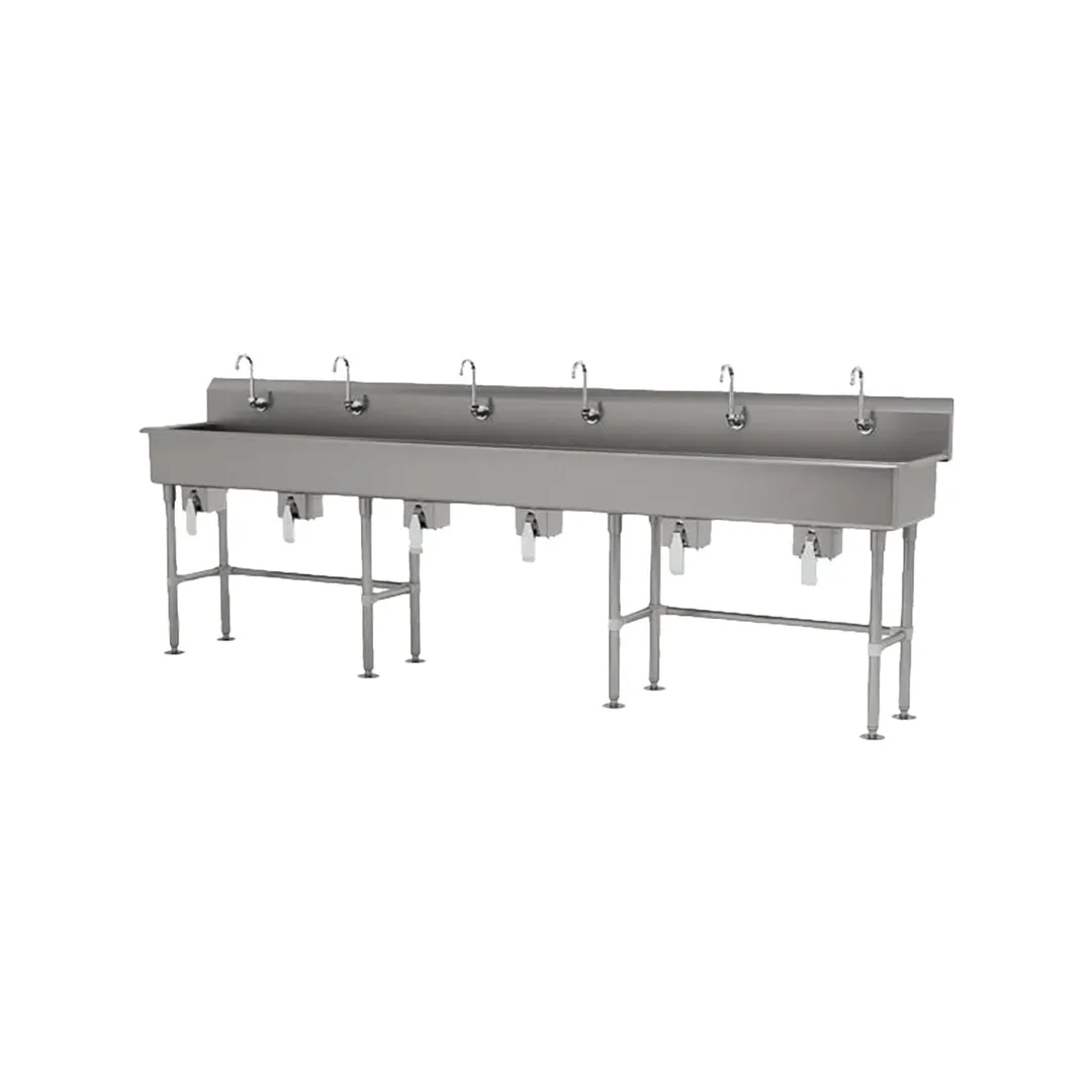 Advance Tabco FC-FM-120KV 120" Freestanding Multi-Station Hand Sink without Faucet w/Knee Valves