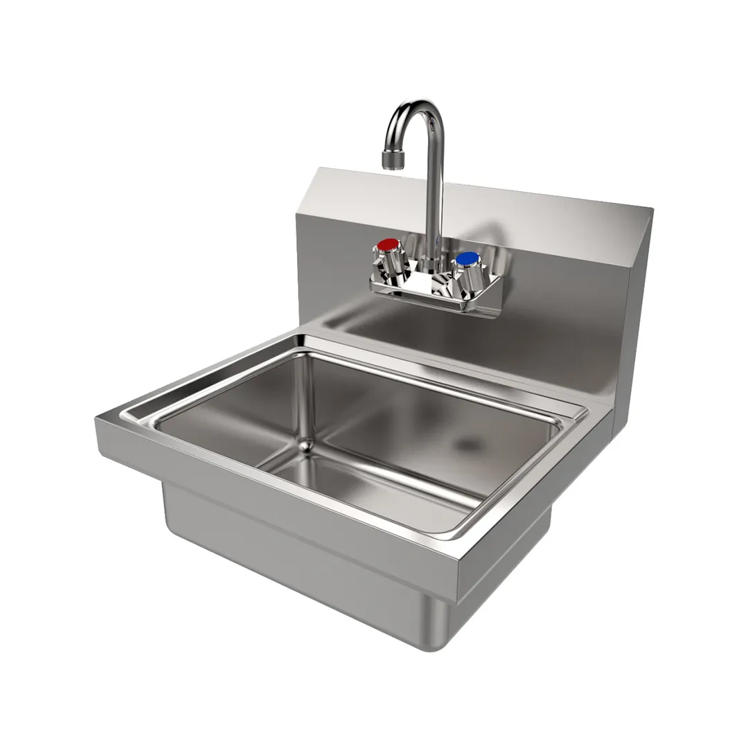 American Tables & Seating MET-HS-1512S 12" Wall Mounted Hand Sink with Faucet - 20 gauge