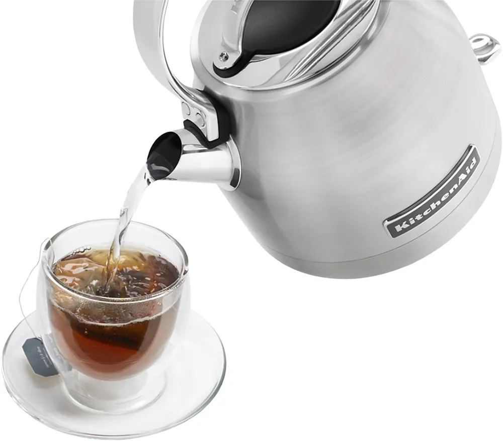 KitchenAid KEK1222SX Electric Kettle, 1.25 L, Brushed Stainless Steel Color, Removable Lid