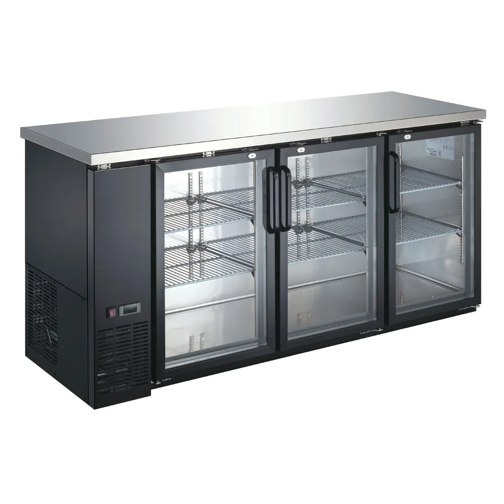 Coldline CBB-72G 72" 3‑Door Back Bar Cooler, 19.6 cu ft, Black, 33°‑41°F, 1/4 HP 115V, 6 Shelves