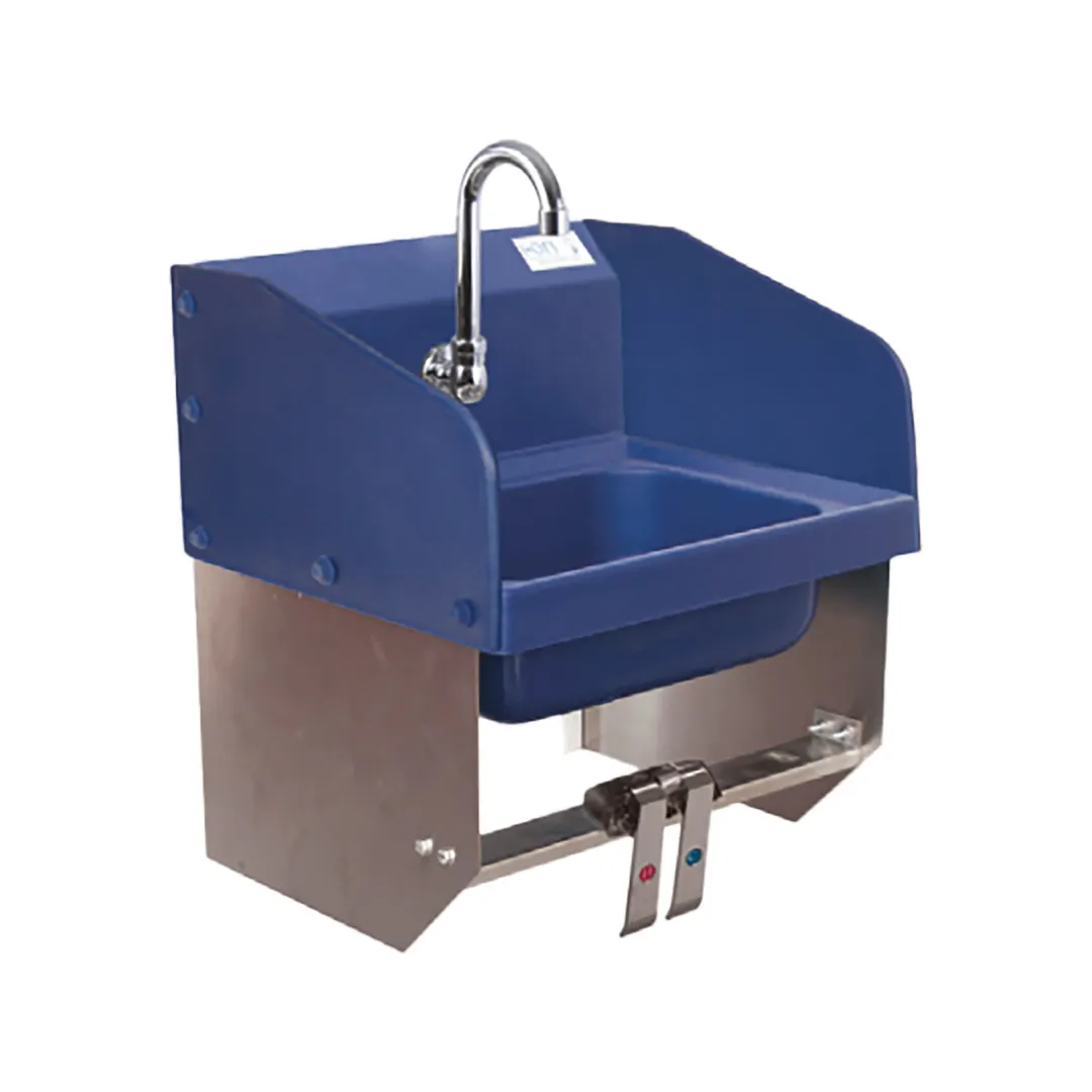 BK Resources APHS-W1410-SSBKKPG 14" Wall Mounted Hand Sink w/Hands Free Faucet, Knee Valve Bracket