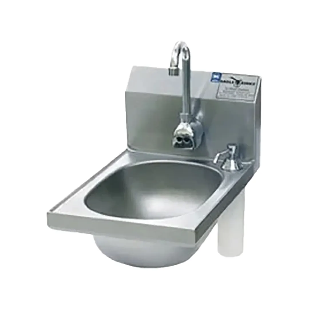 Eagle Group HSAN-10-FE-B-DS 12" Wall Mounted Hand Sink with e-Faucet, e-Eye & Soap Dispenser