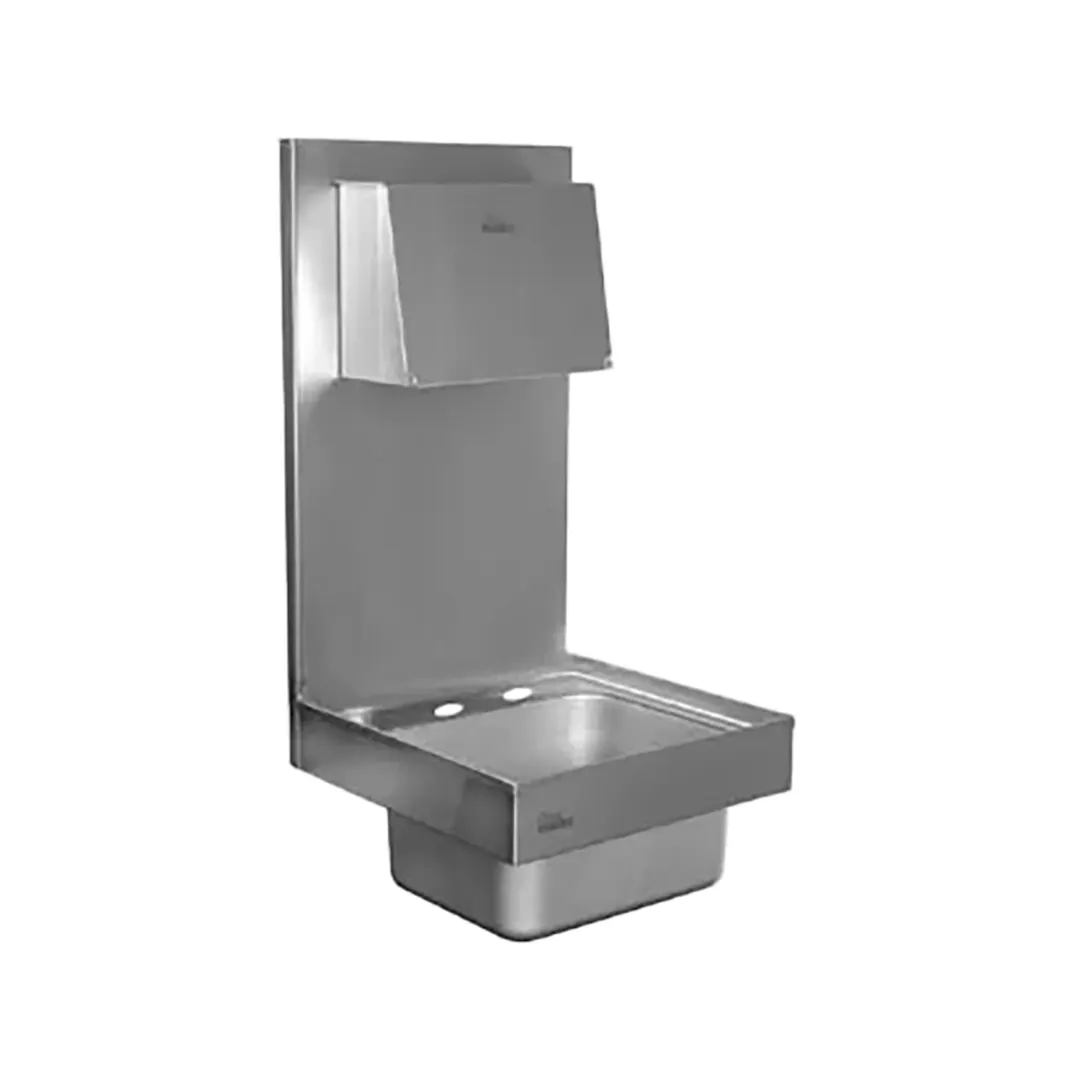 Glastender WH-14-ESD-LF 14" Wall Mounted Hand Sink without Faucet - with Soap & Towel Dispenser - 20 g
