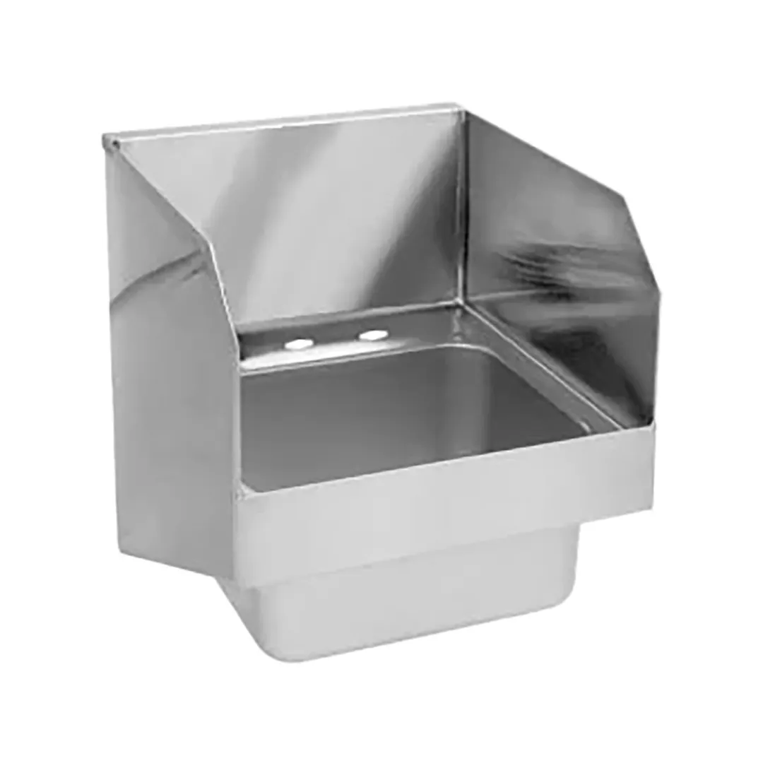 Glastender WH-14-S-LF 14" Wall Mounted Hand Sink without Faucet - 20 gauge / 3 Splashes