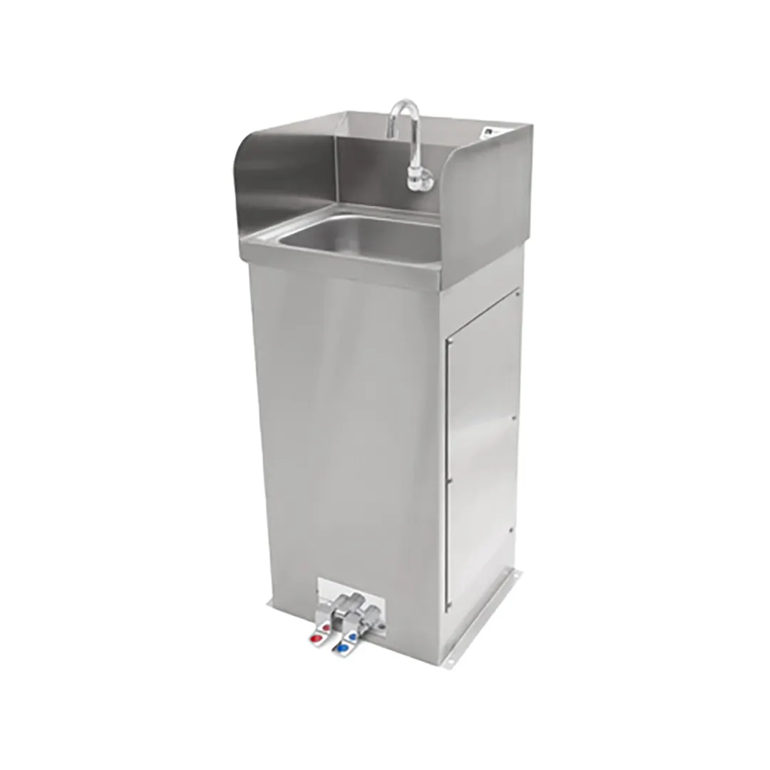John Boos PBHS-F-1410-SSLR 18" Freestanding Hand Sink with Hands Free Faucet & Foot Valves - 18 g