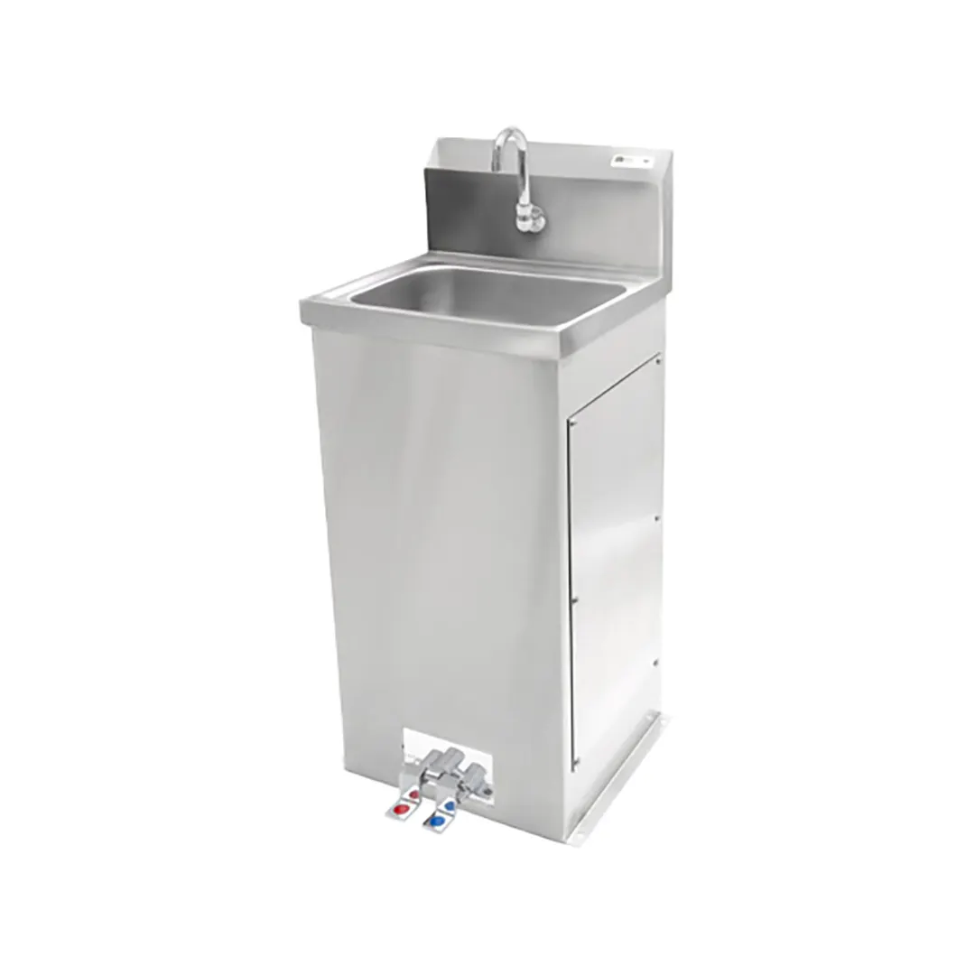 John Boos PBHS-F-1410 18" Freestanding Hand Sink w/ Hands Free Faucet & Double Foot Valves - 18 gauge