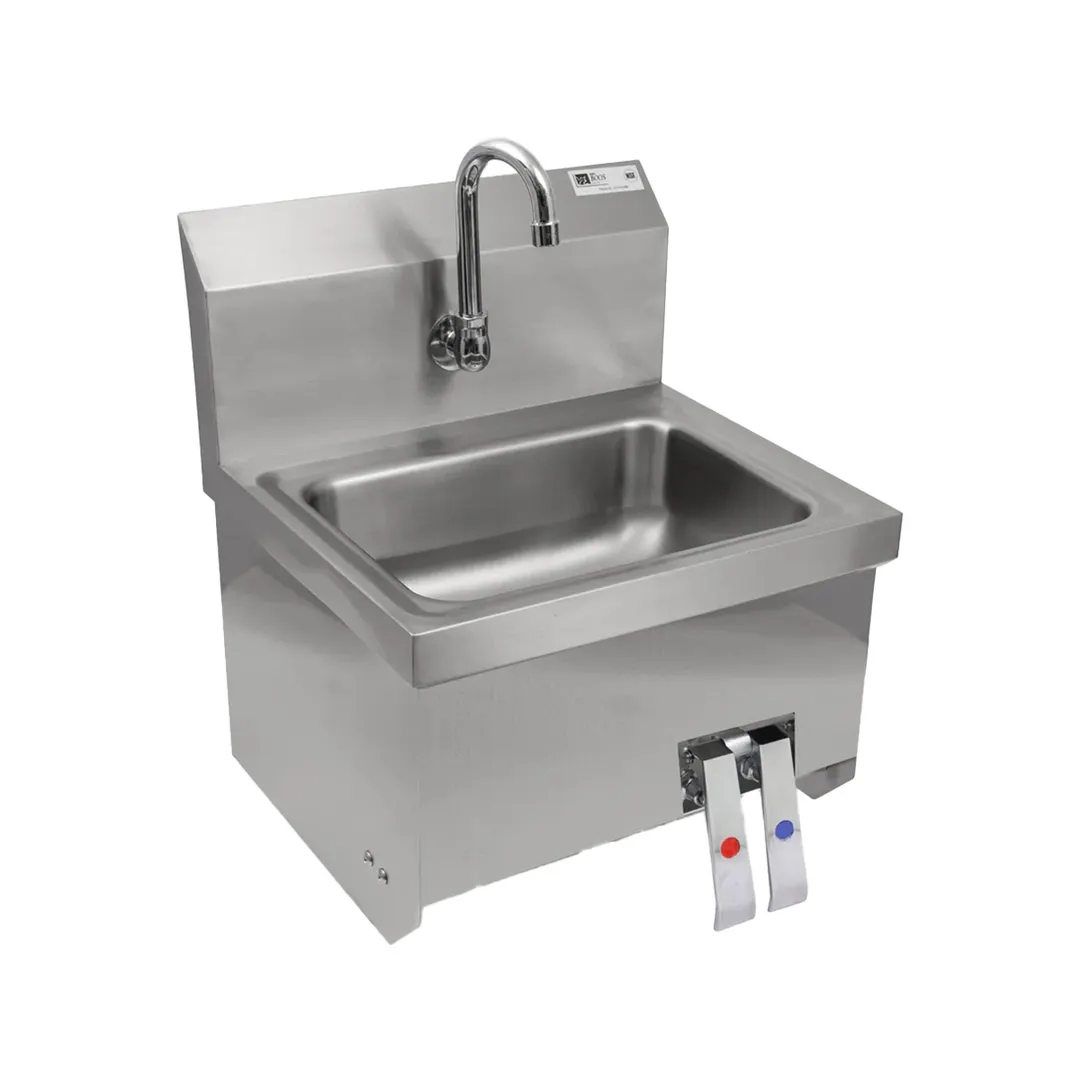 John Boos PBHS-W-1410-KV2APN 14" Wall Mounted Hand Sink w/Hands Free Faucet & Double Knee Valves