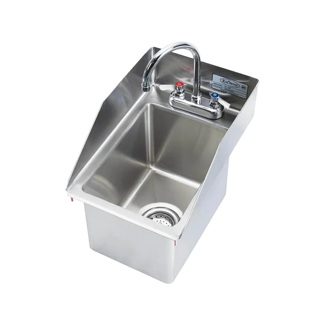 Krowne HS-1220 12" Drop-In Hand Sink with Faucet - 20 gauge / 3 Splashes