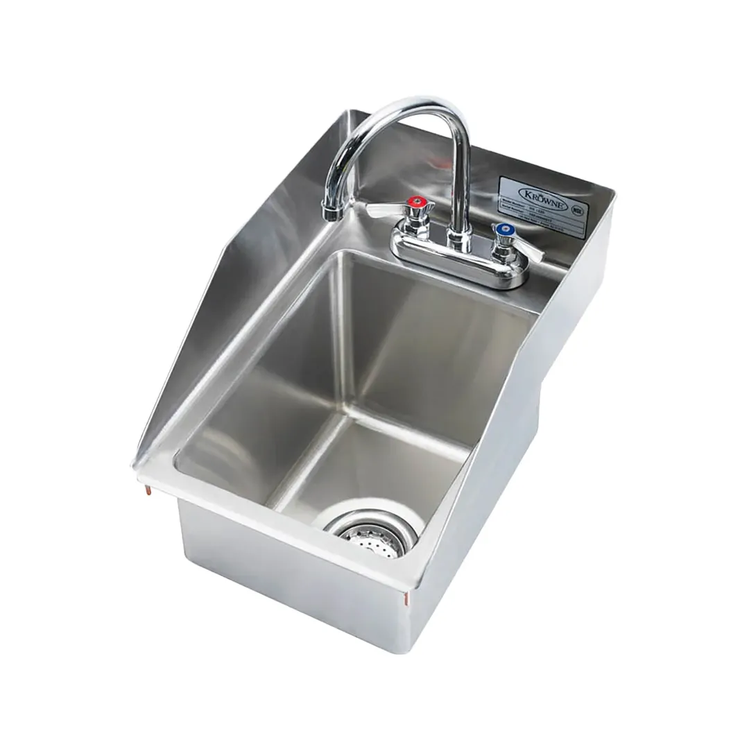 Krowne HS-1225 12" Drop-In Hand Sink with Faucet - 20 gauge / 3 Splashes