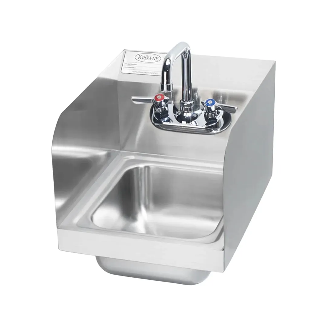 Krowne HS-30L 12" Wall Mounted Hand Sink with Faucet - 20 gauge / 3 Splashes