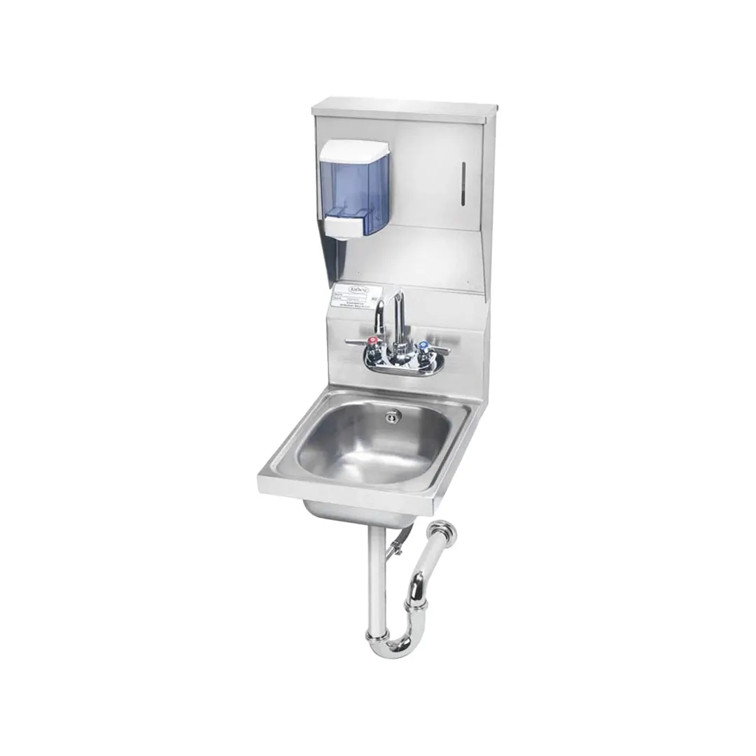 Krowne HS-31 13" Wall Mounted Hand Sink with Faucet, Soap & Towel Dispenser - 20 gauge