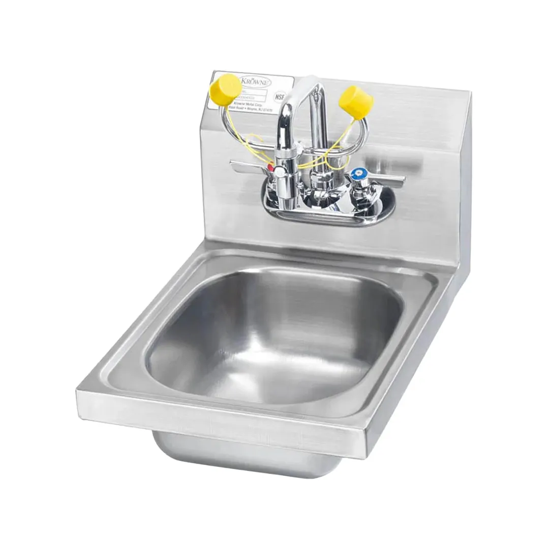 Krowne HS-35 12" Wall Mounted Hand Sink with Faucet & Eye Wash - 20 gauge