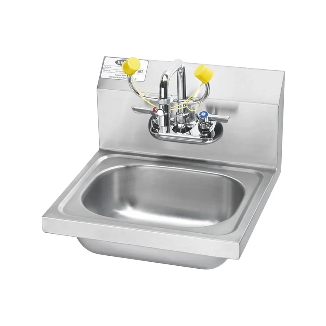 Krowne HS-36 15" Wall Mounted Hand Sink with Faucet & Eye Wash - 20 gauge