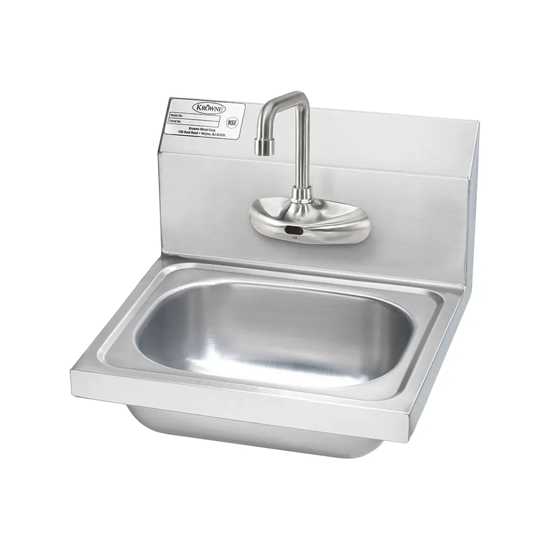 Krowne HS-67 15" Wall Mounted Hand Sink with e-Faucet & Battery Powered - 20 gauge