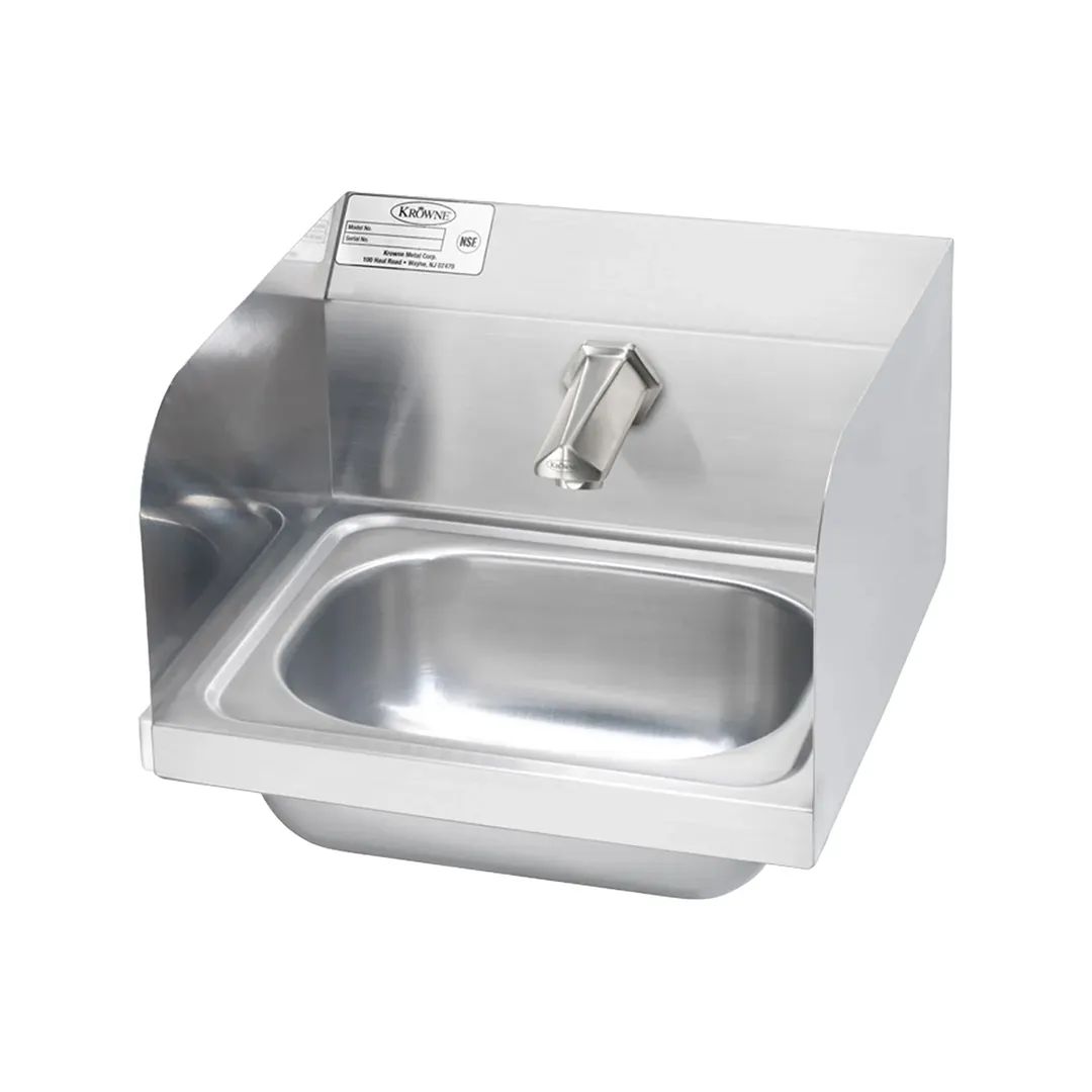 Krowne HS-70 16" Wall Mounted Hand Sink with e-Faucet & Battery Powered - 20 gauge / 3 Splashes