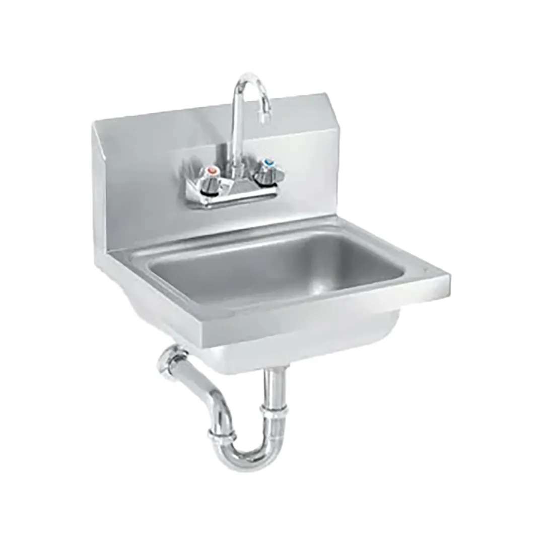 Vollrath K1410-CP 17" Wall Mounted Hand Sink with Faucet, P-trap & Strainer - 20 gauge