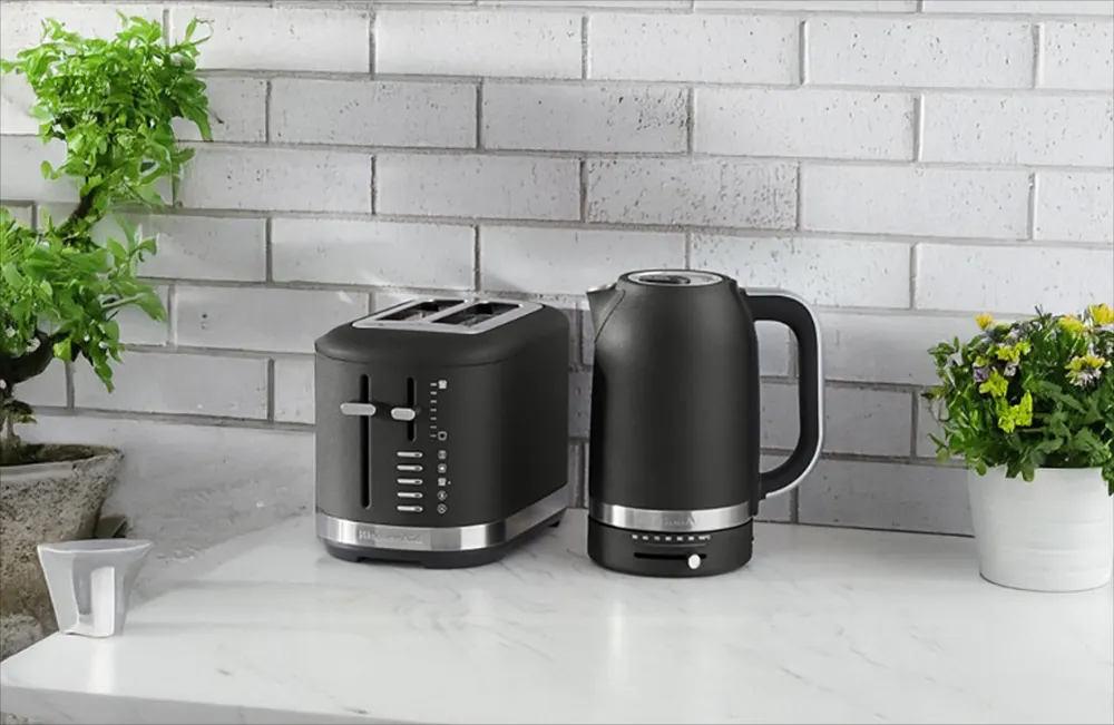 KitchenAid KMT2109BK 2 Slice Automatic Toaster with Extra Wide Slots, Cast Iron Blackl Color