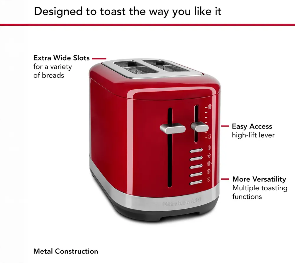 KitchenAid KMT2109ER 2 Slice Automatic Toaster with Extra Wide Slots, Empire Red Color